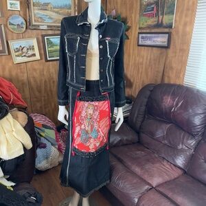 Toxk Jean Jacket and Skirt Set